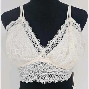 Soma Bralette Bra Extra Large Ivory Lace Plunge V-Neck No Wire Convertible